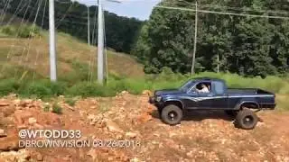 Old Lifted Toyota Pickup 4x4 Climbing Off Road