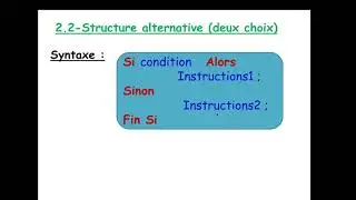 Module 3 : Algorithme chapitre 2: Structure de contrôle de base