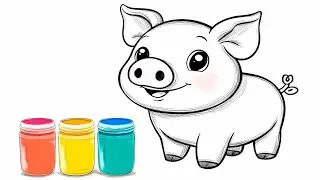 Learn Colors for Kids with Watercolor Paint | How to Draw Pig | Coloring and Drawing for Kids