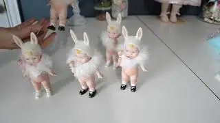 Heubach German Bunny Love Dolls with Kewpie