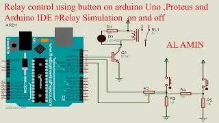 12 Relay control using button on arduino Uno Proteus and Arduino IDE / Relay Simulation  on and off