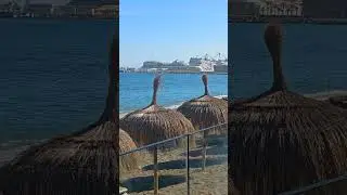Chiringuito Tropicana - Malagueta Beach and Cruise Ships - Costa Del Sol Spain