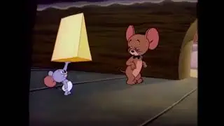 Tom and jerry, little mouse swallow a huge cheese