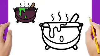 Halloween Drawing: How To Draw A Witch's Cauldron Easy