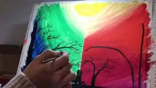 Two worlds. Drawing with gouache. stream