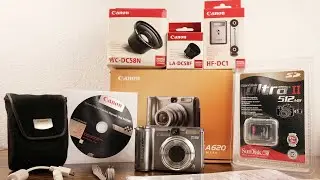 Complete bundle!🔥 Canon PowerShot A620 ± wide converter lens (WC-DC58N) + high power flash (HF-DC1)!