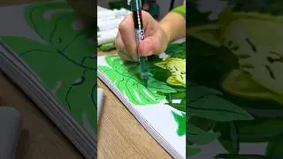 Dibujo con TODOS MIS MATERIALES VERDES 🌿🐍🍀