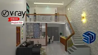 Sketchup Project file : Free download : Interior scene using Vray plugin
