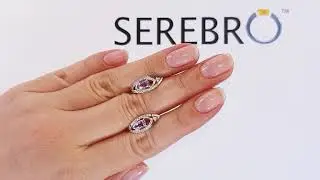Серьги из серебра натуральным аметистом 