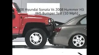 2008 Hyundai Sonata Vs. 2008 Hummer H3 IIHS Low-Speed Bumper Crash Test (10 Mph)