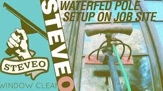 Water Fed Pole Setup at a Job Site