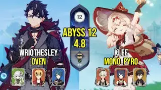 C0 Wriothesley Oven & C1 Klee Mono Pyro | Spiral Abyss 4.8 | Genshin Impact