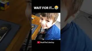 My son's cute reaction when beating his 3x3 Rubik's cube record #shorts #rubikscube #reaction