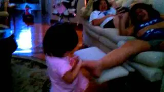 Ava smelling Aunt Kiki's feet