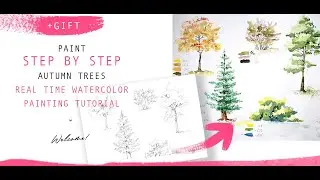 Step by Step watercolor Trees • REAL TIME Watercolor Painting Tutorial