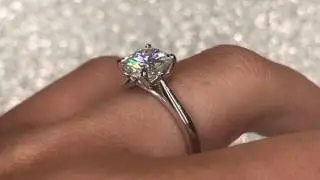 The Grace Solitaire with a 7.5mm Forever One Cushion Moissanite