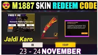 Free Fire Redeem Code Today 23 November | M1887 Skin Redeem Code | FF Redeem Code Today