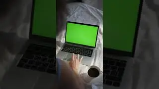 Copyright free green screen 4k video ||  A Woman Using Her Laptop In Bed