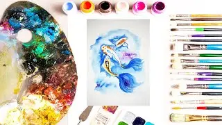 koi fish painting watercolor | koi fish painting tutorial easy | koi fish painting step by step