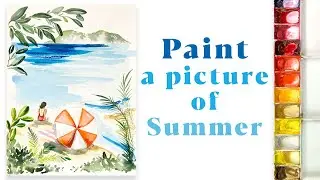 Paint A Simple Watercolour Beach Scene | Summer Painting