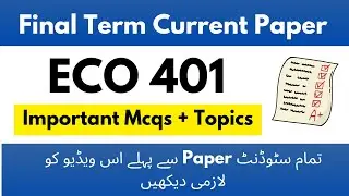 Eco 401 final term current paper 2025 | Eco 401 final term preparation 
