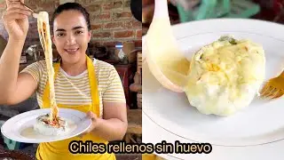 CHILES RELELNOS sin huevo y con pollo