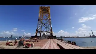 Windfarm Foundation Jacket Loaded onto Barge 💪🚢 #engineering #construction #renewableenergy