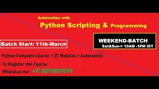 Automation with Python Scripting  || Weekend Batch || Demo 05th March 2023 by ||Nagarjuna Vadlakonda