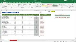 How to calculate days of stock in excel