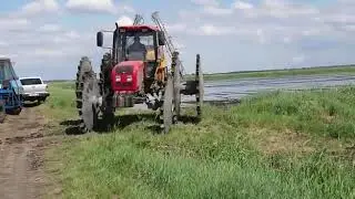 Замена самолёта, железные колеса на трактор для рисовых систем