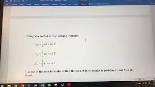 Use Sine to Find Area of a Triangle