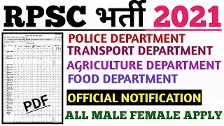 RPSC 2021 NEW RECRUITMENT , RPSC NOTIICATION 2021, RAJASTHAN PUBLIC SERVICE COMMISSION NOTIFICATION,