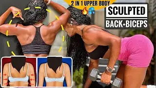 10 MIN SCULPTED BACK & BICEP WITH DUMBBELLS~All Standing Fat Bluster | Get Results At Home