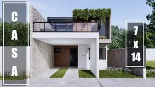 TE SORPRENDERÁ ESTE DISEÑO DE CASA MODERNA EN TERRENO PEQUEÑO DE 7X14