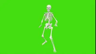 Free footage. Skeleton dancing. Seamless loop animation on green screen.