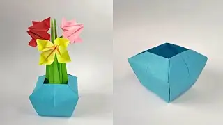 Easy origami VASE | How to make a flower vase