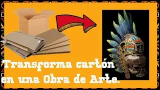 Mascara de Mictlantecuhtli hecha con papel y cartón.