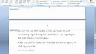 Start page numbering at specific page in Office 2007