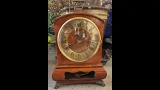 Warmink Dutch Cabinet Shelf Clock, Vintage 8 Day With Pendulum And Key.