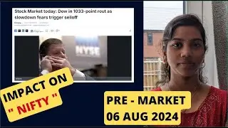 "Dow Jones down 1000 pts But Nifty Gap Up? Pre-Market Report. Nifty & Bank Nifty 06 Aug 2024, Range