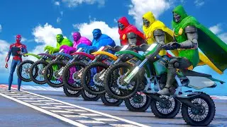 HULK COLOR VS DR DOOM COLOR w SPIDER MAN | Racing Motorcycles Event Day Competition Challenge #1030