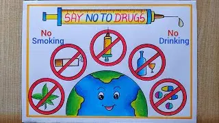 International Day Against Drugs Abuse poster drawing| Say No to Drugs poster| Drug Poster|No smoking