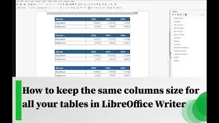 How to keep the same columns size for all your tables in LibreOffice Writer