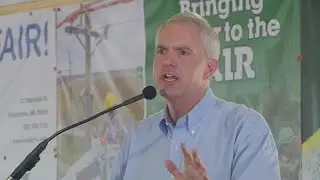 Candidate for Governor, Brandon Presley, speaks at 2023 Neshoba County Fair