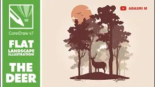 Draw Flat Landscape Illustration - The Deer v2 - CorelDraw x7