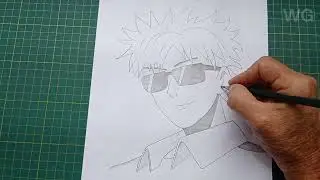 Desenho de Anime fácil.  Como desenhar um garoto anime, com óculos de sol...