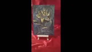 The original art painting with acrylic is a water lily  Ukraine  Relief, gold leaf