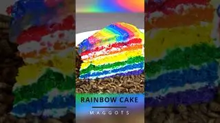 Rainbow cake vs Maggots Mealworms #closeup #mealworms #rainbowcake