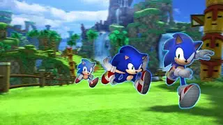 Classic, Dreamcast, And Modern Sonic In 3 Different Green Hills