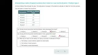 Interpreting a table of signed numbers that relate to real-world - type 1 (ALEKS examples)
